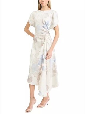 Luxely Women's Asymmetrical Draped Skirt Midi Dress